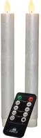 Anna&apos;s Collection LED dinerkaars flame effect rustiek 23 cm parel 2 stuks