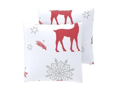 LIVARNO Set van 2 fleece kussenslopen 60 x 50 cm (Hert wit)