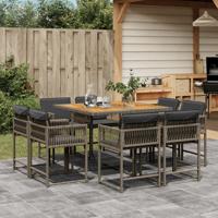 9-delige Tuinset met kussens poly rattan grijs 9-delige Tuinset met kussens poly rattan grijs