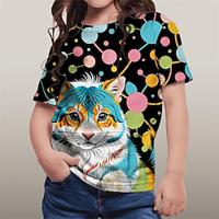 Voor meisjes 3D Grafisch dier Tijger T-shirt Korte mouw Zomer Lente Modieus Basic Polyester Kinderen 4-12 jaar Strakke ronde hals Buiten Casual Dagelijks Normale pasvorm Lightinthebox