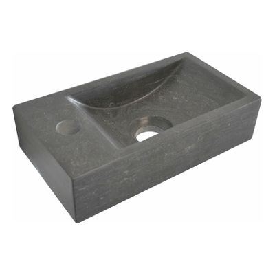 Fontein Wiesbaden Hardsteen | 36x18x9 cm | Natuursteen | Links montage | 1 kraangat | Rechthoek | Zwart