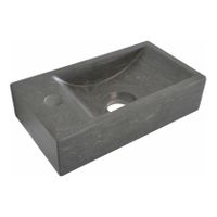 Fontein Wiesbaden Hardsteen | 36x18x9 cm | Natuursteen | Links montage | 1 kraangat | Rechthoek | Zwart