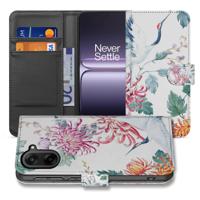 Stijlvol Bird Flowers Print Book Case voor OnePlus Nord CE 5 met Pasjes en Bescherming