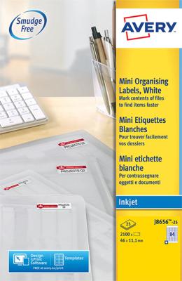 Etiket avery j8656-25 46x11.1mm wit 2100st