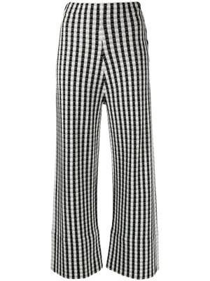 AERON pantalon en coton à carreaux - Blanc