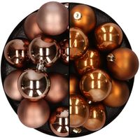 Kunststof kerstballen 6 cm - 24x stuks - bruin tinten - Kerstbal - thumbnail