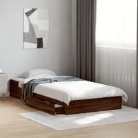Bedframe met lades bewerkt hout bruin eikenkleurig 100x200 cm