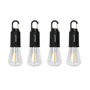 Campinglamp - 4x - zwart - kunststof - 5.4 x 17.5 cm - lantaarn - oplaadbaar met karabijnhaak