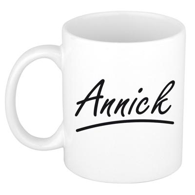 Annick Naam koffiemok - beker - met sierlijke letters - wit - 300 ml - Cadeau - Heren
