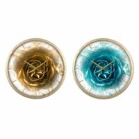 Muurklok DKD Home Decor Kristal Gouden Turkoois Ijzer Modern (2 Stuks) (40 x 6 x 40 cm)