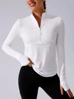 Black Half-Zip Running Sweatshirt with Thumb Holes - Sportswear White / L