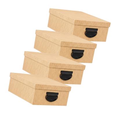 Spullen Opbergdoos box - 4x - goudgeel - 28 x 20 x 11 cm - Karton - Diverse toepassingen