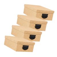 Spullen Opbergdoos box - 4x - goudgeel - 28 x 20 x 11 cm - Karton - Diverse toepassingen
