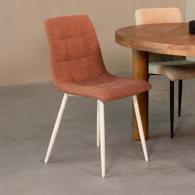 LABEL51 Eetkamerstoel Nino - Terra - Boucle - Shaded White Frame LABEL51 Eetkamerstoel Nino - Terra - Boucle - Shaded White Frame