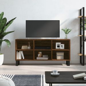 Tv-meubel 103,5x30x50 cm bewerkt hout bruineikenkleurig