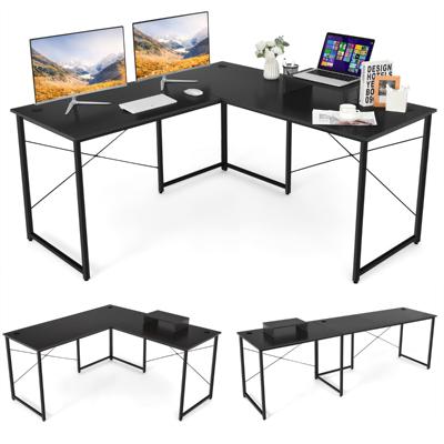 Bureau L-vorm Omkeerbaar Hoekbureau met Monitorstandaard Hoektafel met 3 Kabelgaten Gaming Computertafel 150 x 150 x 74 cm