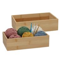5Five houten bakje - 2x - organizer - bamboe - 25 x 15 x 7 cm - kast en lade verdelers - opslag