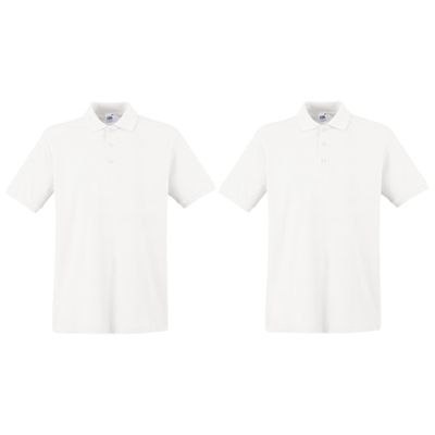 2-Pack maat L wit poloshirt premium van katoen voor heren