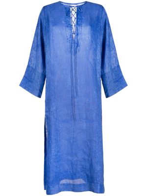 Bambah caftan en lin à détail de dentelle - Bleu