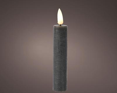 Lumineo Dinerkaarsset led vlam 16cm grijs 2-dlg