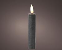 Lumineo Dinerkaarsset led vlam 16cm grijs 2-dlg