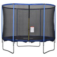 HOMCOM trampoline met veiligheidsnet tuintrampoline voor binnen en buiten fitness trampoline voor kinderen en volwassenen staal blauw + zwart tot 113,6 kg Ã˜305 x 248 h cm