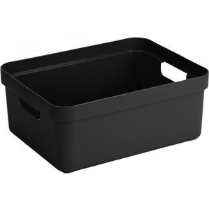Zwarte opbergboxen/opbergmanden 24 liter kunststof   -
