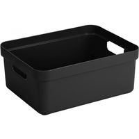 Zwarte opbergboxen/opbergmanden 24 liter kunststof   - - thumbnail