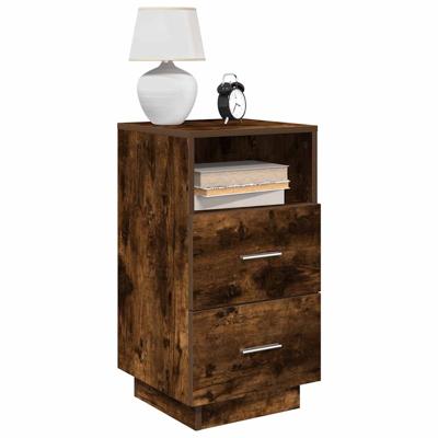 Nachtkastjes 2 st met 2 lades 36x36x68 cm gerookt eikenkleurig