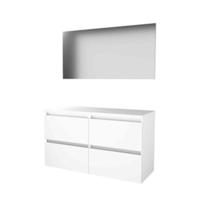Basic-Line Basic 46 Badkamermeubelset - 120 x 46 cm - Greeploos - 4 Lades - Wastafelblad - Spiegel - Ice White