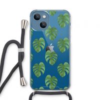 Monstera leaves: iPhone 13 mini Transparant Hoesje met koord