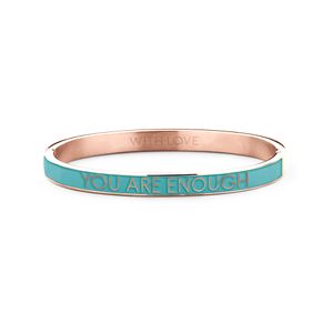 Key Moments 8KM BC0022 Stalen Bangle met Tekst You Are Enough One-size Rosékleurig / Blauw
