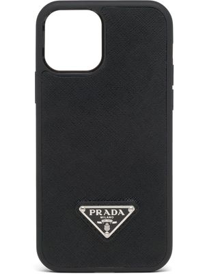 Prada coque d'iPhone 12/12 Pro en cuir Saffiano - Noir