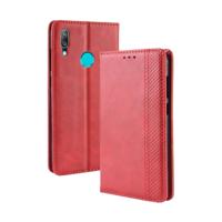 Magnetische Buckle retro textuur horizontale Flip lederen case voor Huawei Y7 (2019)/Y7 Prime (2019) met houder & kaartsleuven & portemonnee (rood)