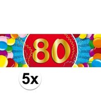 5x 80 Jaar leeftijd stickers verjaardag versiering   - - thumbnail