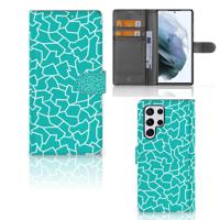 Samsung Galaxy S22 Ultra Hoesje Cracks Blue | Portemonnee hoesje