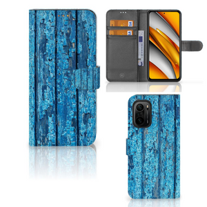 Poco F3 | Xiaomi Mi 11i Book Style Case Wood Blue