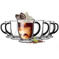 Koffie glazen - 6x - met oor - zwart - 400 ml - latte macchiato glazen - thumbnail
