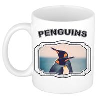 Dieren pinguin beker - penguins/ pinguins mok wit 300 ml - thumbnail