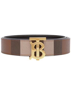 Burberry ceinture réversible à boucle monogrammée - Marron
