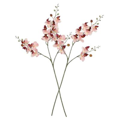 Kunstbloem Orchidee tak - 2x - lichtroze - 75 cm - Kunst zijdebloemen - siertakken