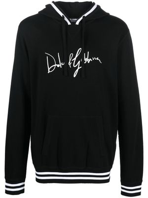 Dolce & Gabbana hoodie imprimé à lien de resserrage - Noir