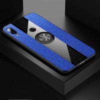 For Meizu Note 9 XINLI Stitching Cloth Texture Shockproof TPU Protective Case with Ring Holder(Blue)