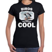 T-shirt birds are serious cool zwart dames - vogels/ papegaaiduiker vogel shirt 2XL  -