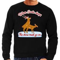 Foute kersttrui/sweater - zwart - seks rendieren show must go on - voor heren