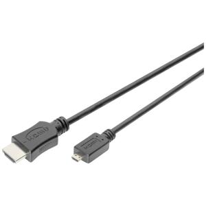 Digitus DB-330109-020-S HDMI-kabel HDMI Adapterkabel HDMI-A-stekker, HDMI-micro-D-stekker 2 m Zwart 4K UHD, Afgeschermd (dubbel), Afscherming gevlochten,