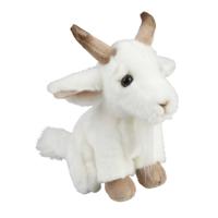 Pluche knuffel dier Geit - 18 cm - wit - Speelgoed geiten knuffels - Leuk als cadeau