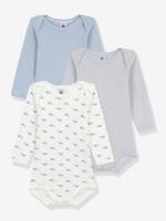 Set van 3 body's Walvissen baby PETIT BATEAU lange mouwen wit