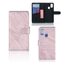 Samsung Galaxy M21 | M30s Bookcase Marble Pink - Origineel Cadeau Vriendin