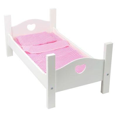 Small Foot houten poppenbed wit met beddengoed, 4dlg.